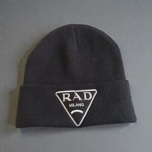 Milano Black Knit Hat with Logo
